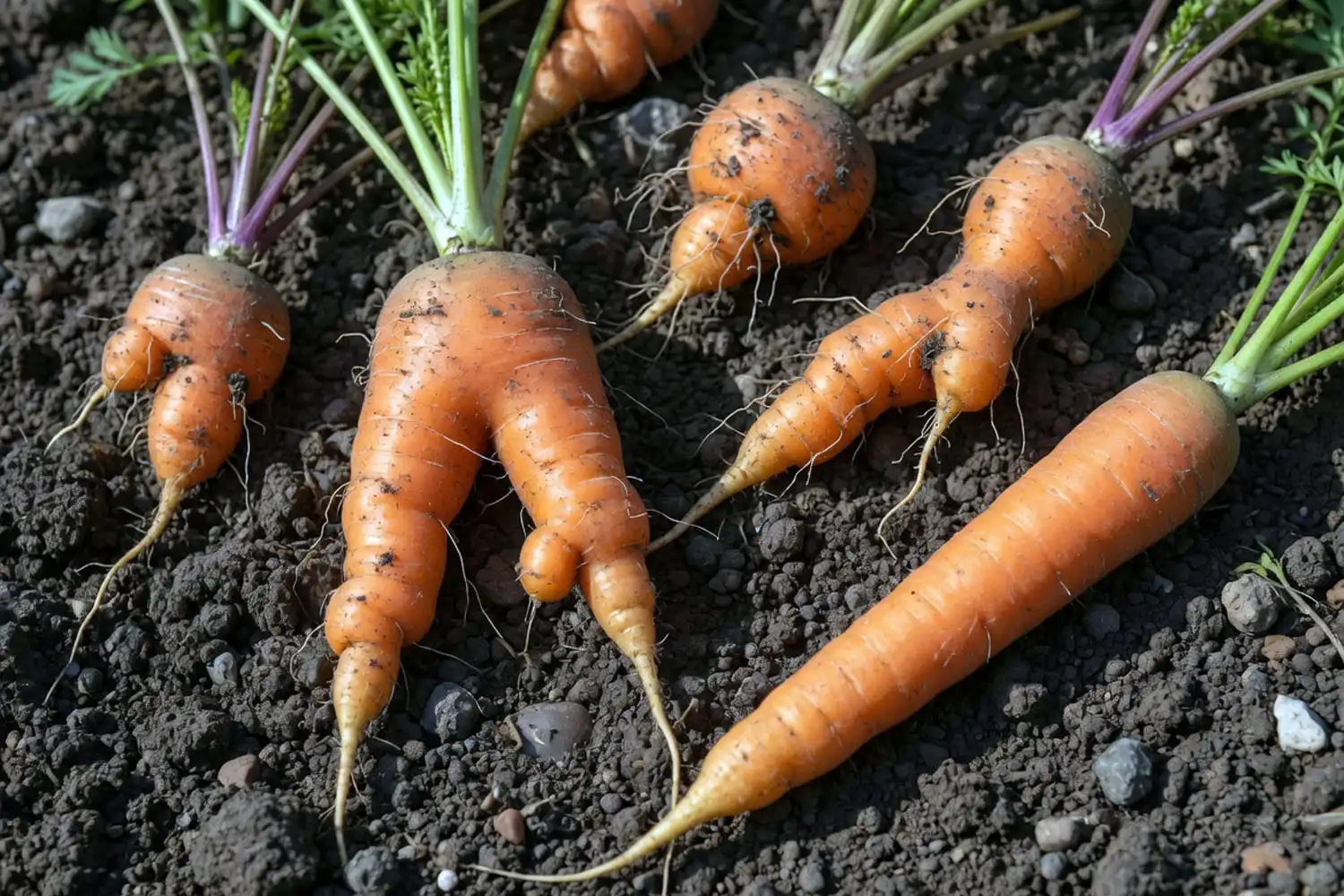 Forked and stunted carrots, why transplanting disturbs the carrot taproot