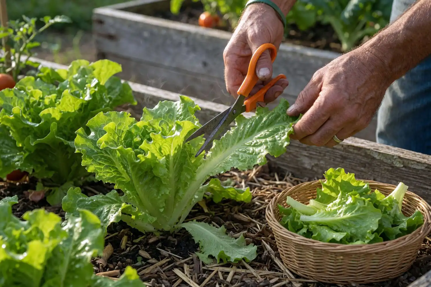 Cut-and-come-again harvest method when growing lettuce at home