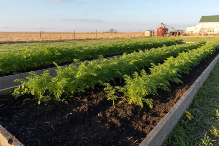 Carrots growing in full sun showing whether carrots like full sun or shade