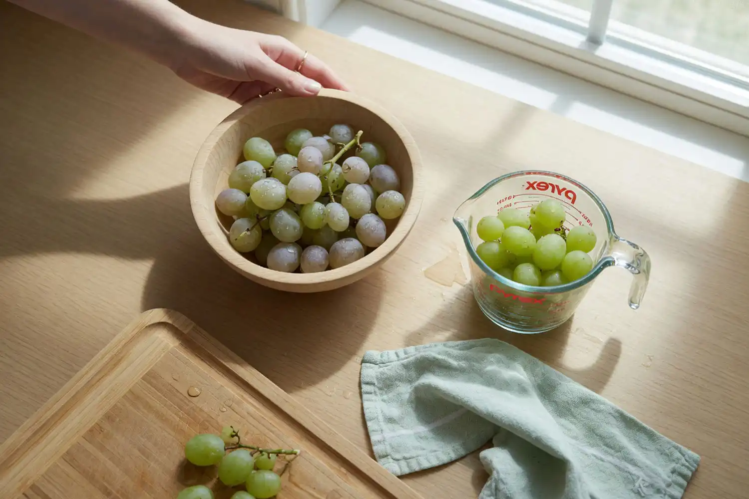 Healthy one-cup portion showing cotton candy grapes are not unhealthy in moderation