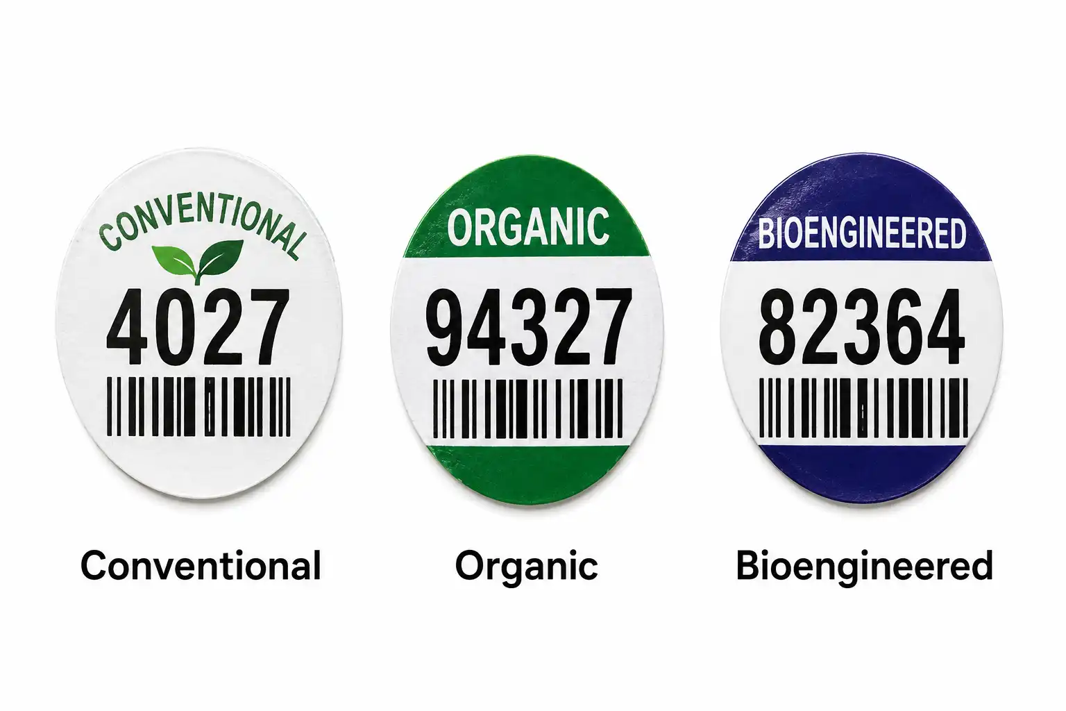 PLU code sticker chart on how to tell conventional, organic, and GMO produce apart at the grocery store