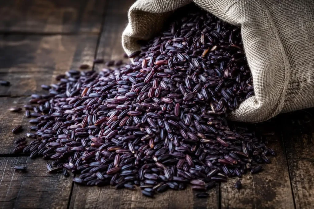 Raw purple Jasberry rice grains
