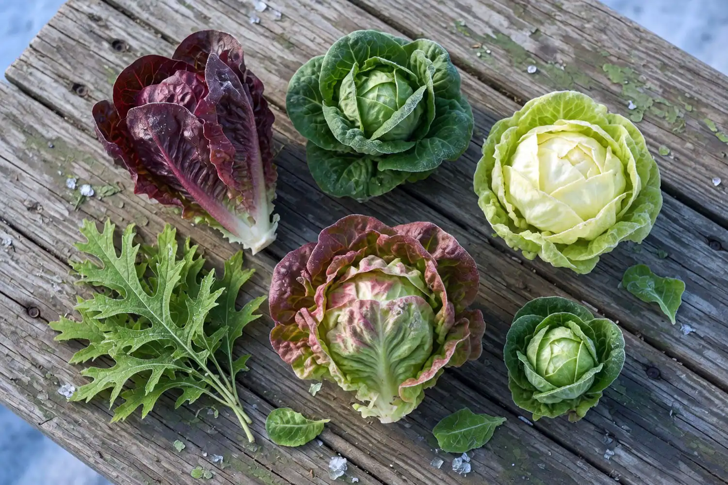 Cold-hardy lettuce varieties for winter growing including Winter Density, Rouge d'Hiver, and Arctic King
