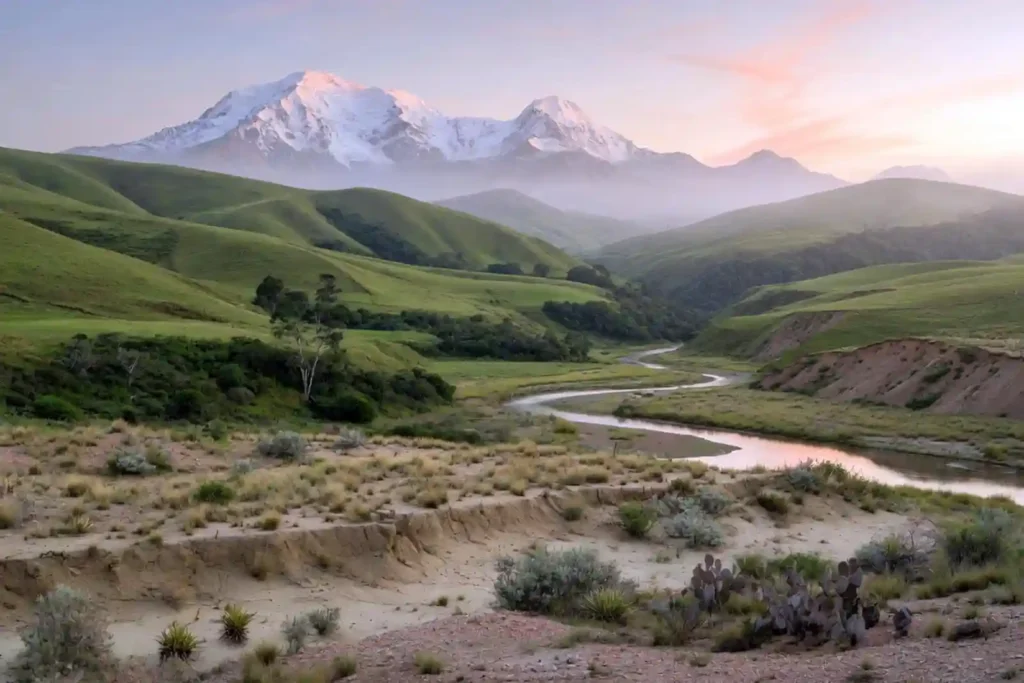 Andes foothills landscape in Bolivia where peanuts originated