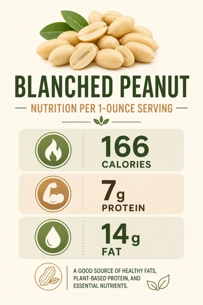 Blanched peanut nutrition facts per ounce serving
