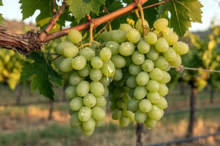 Are cotton candy grapes natural shown as a cluster of pale green grapes ripening on the vine