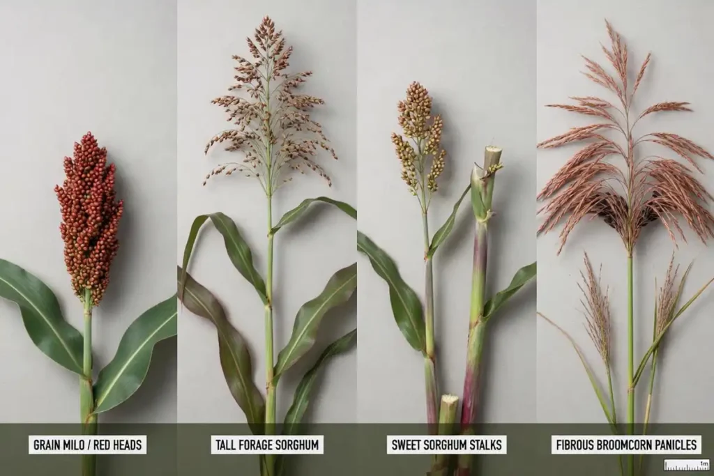 Comparison of grain, forage, sweet sorghum, and broomcorn