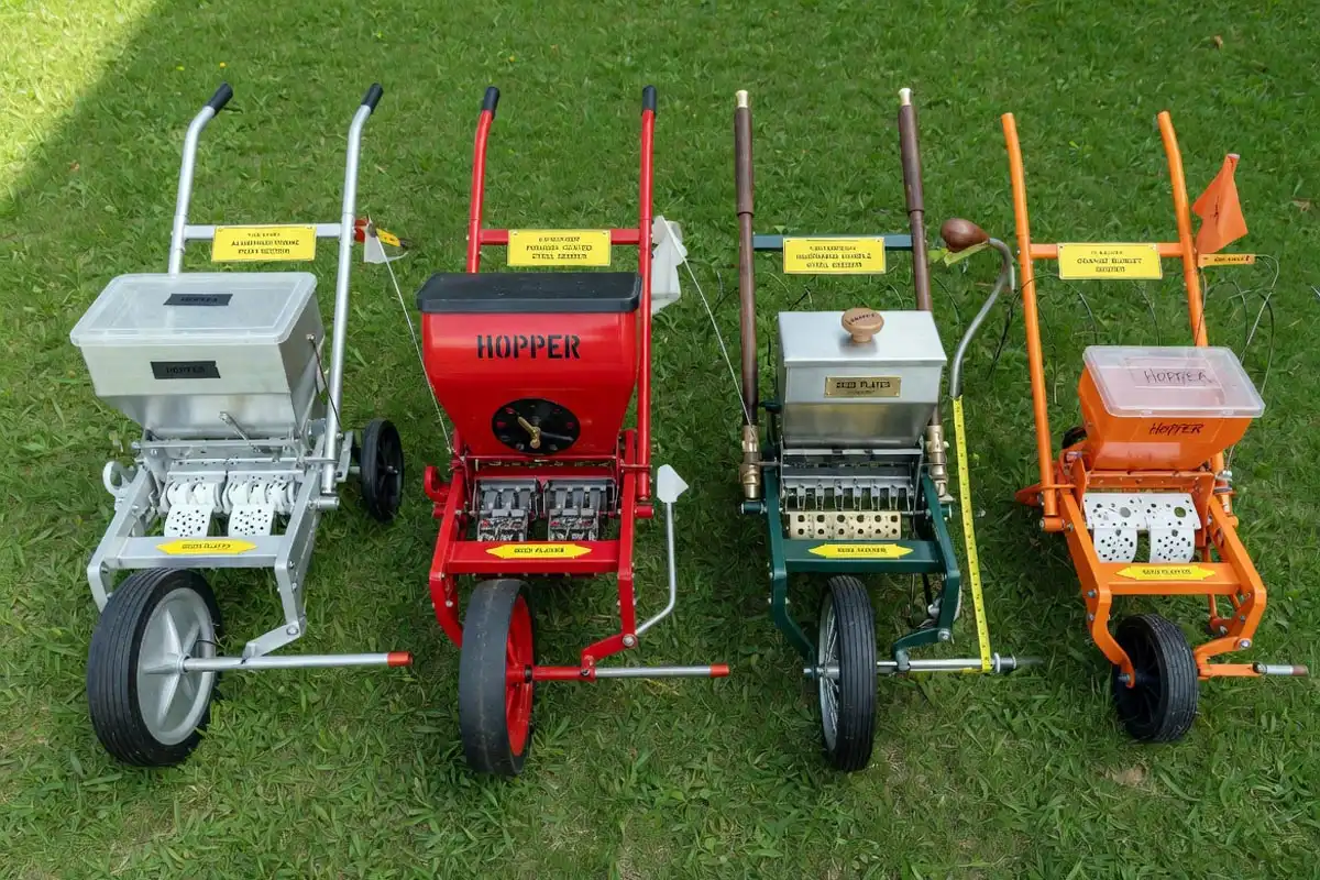 Different garden seeder types compared side by side