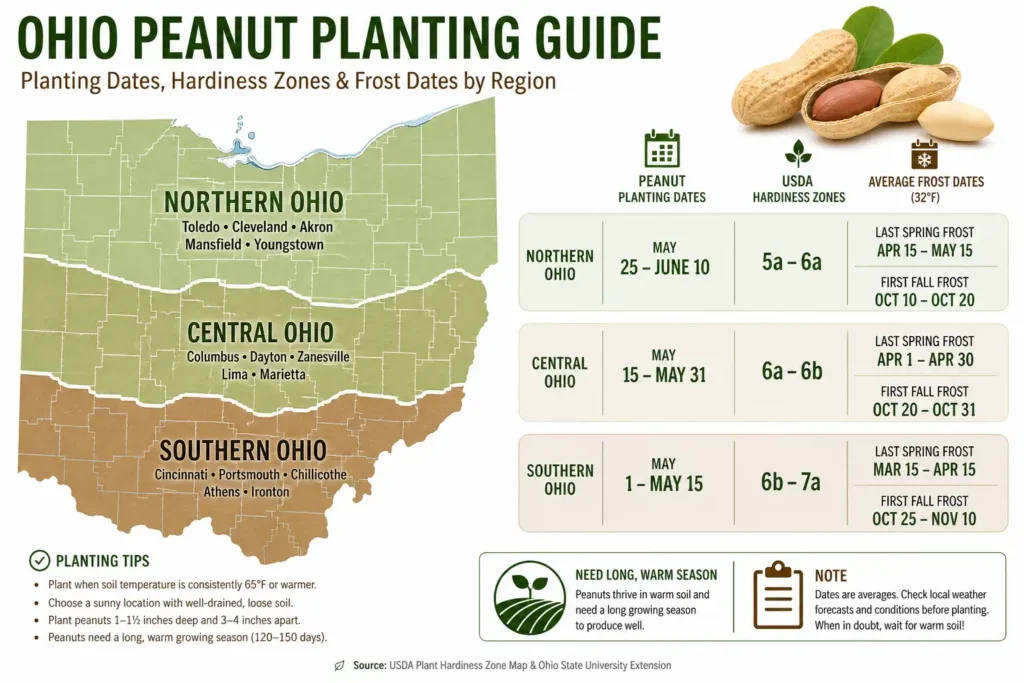 Ohio peanut planting timeline by region and zone