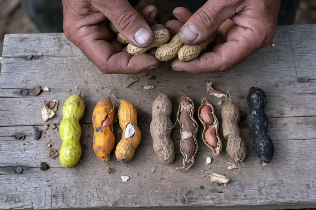 Hull-scrape pod maturity check on peanuts