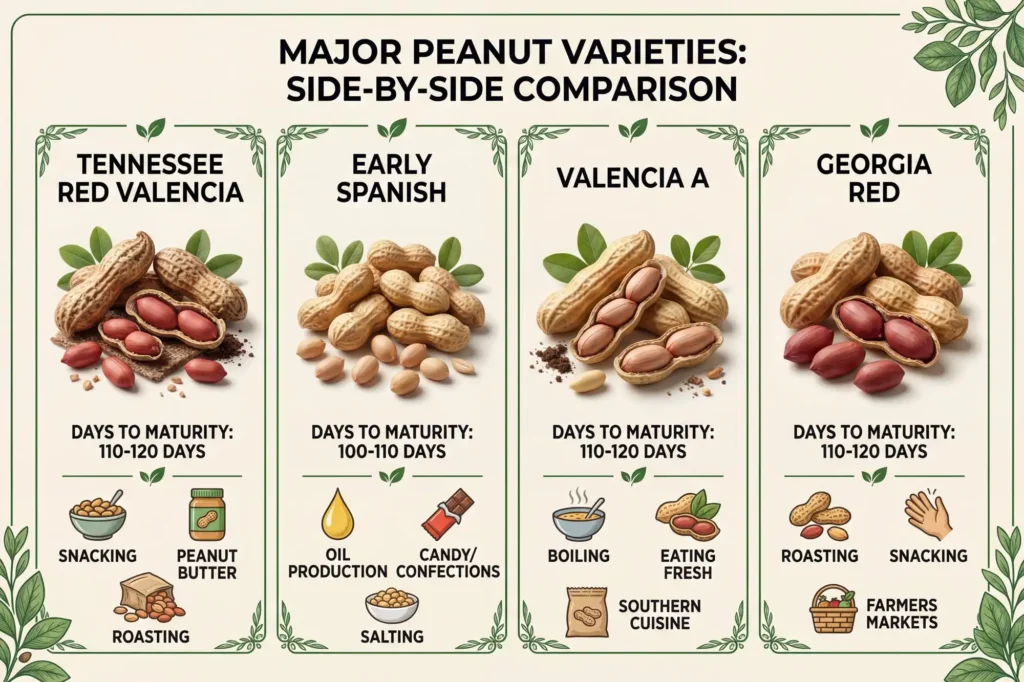 Comparison chart of peanut varieties suited for Indiana