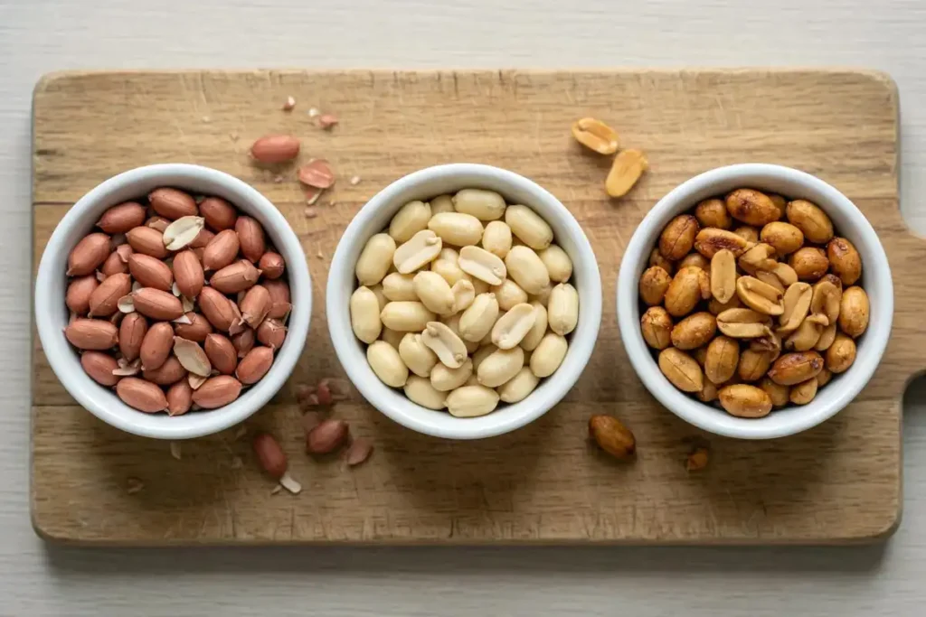 Comparison of raw, blanched, and roasted peanut kernels