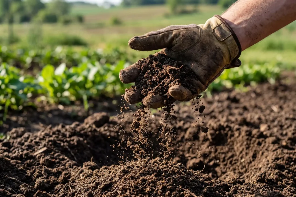 Sandy loam soil prepared for planting peanuts