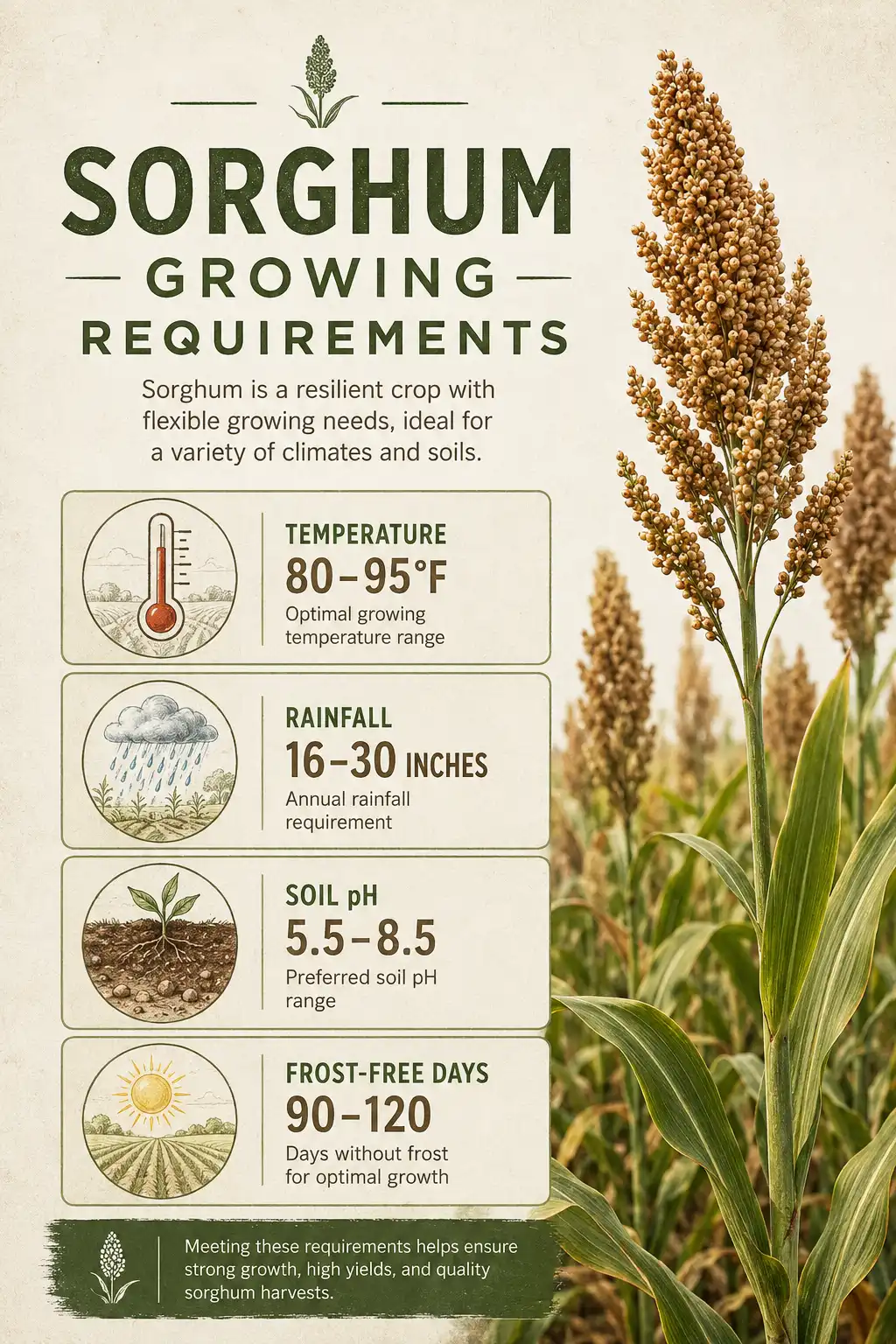 Infographic showing sorghum climate and soil needs