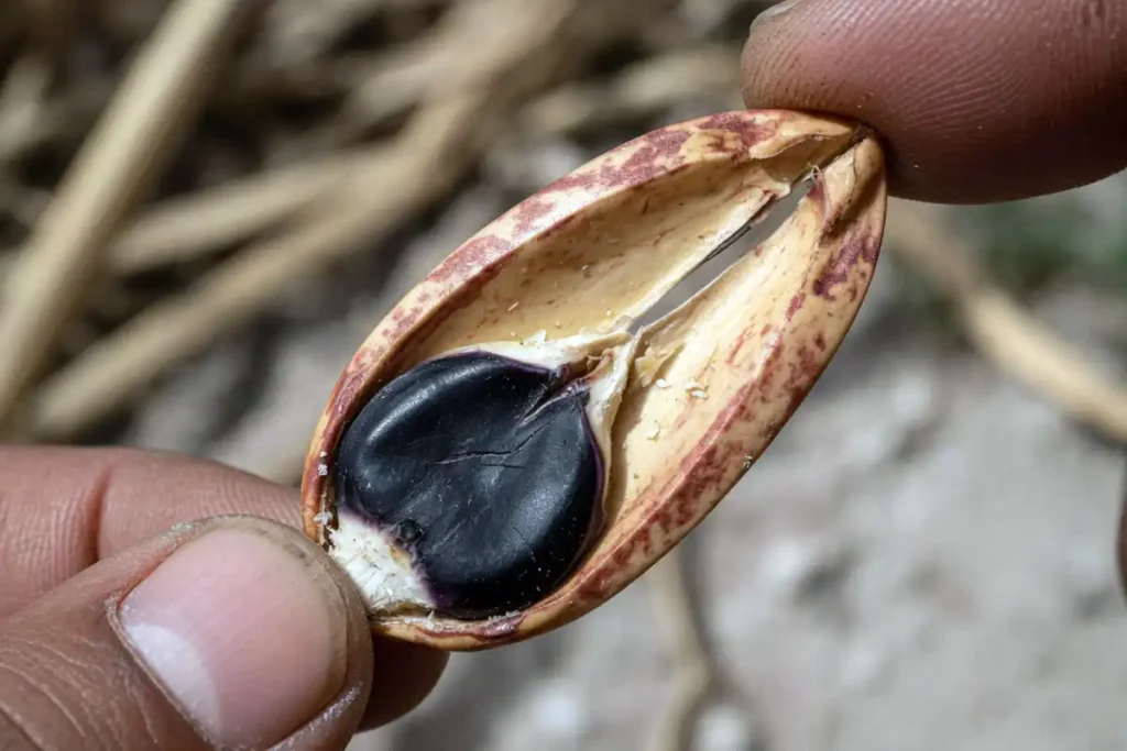 Sorghum kernels showing black layer indicating maturity