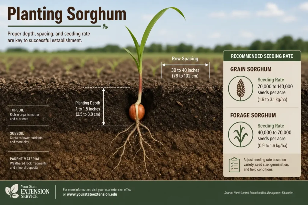 Sorghum seeding depth and rate guide diagram