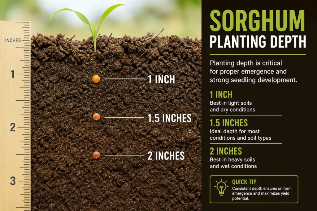 Sorghum seed planting depth chart for moist and sandy soils