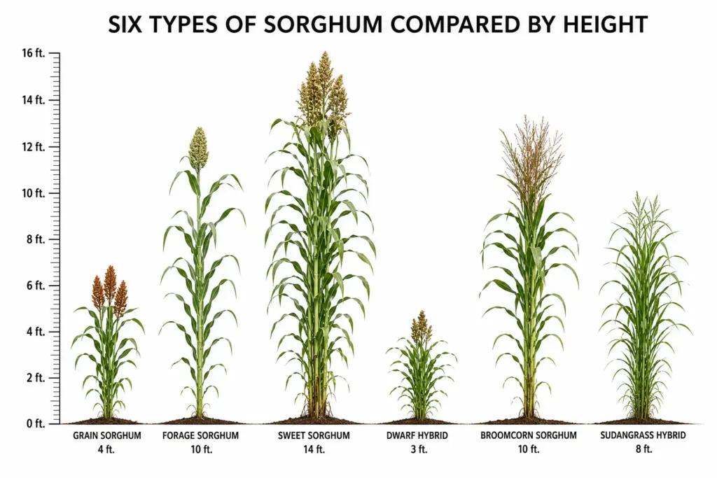 Sorghum height comparison chart by variety type
