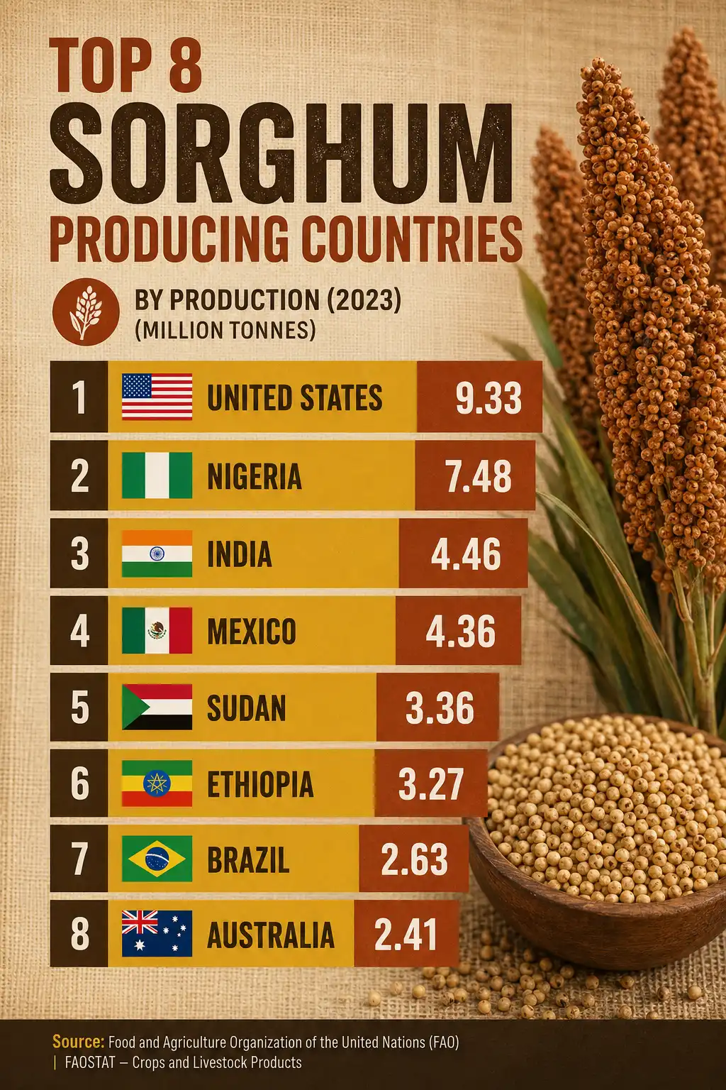 Infographic of leading sorghum producing nations