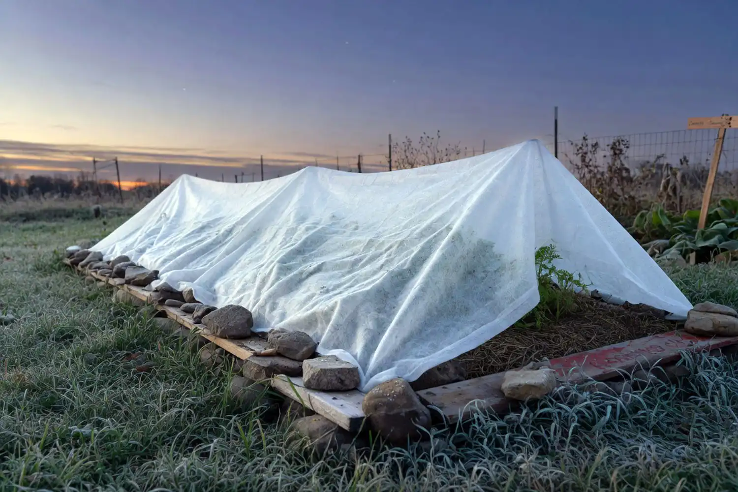 Floating row cover protecting carrots from frost, one way to handle how cold carrots can tolerate