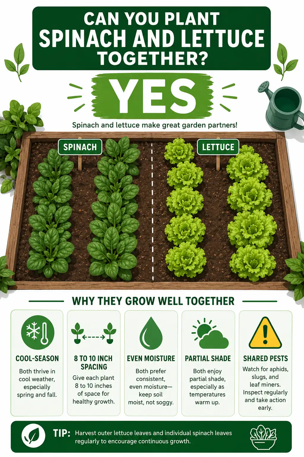 Infographic of How to Plant Spinach and Lettuce Together in One Bed