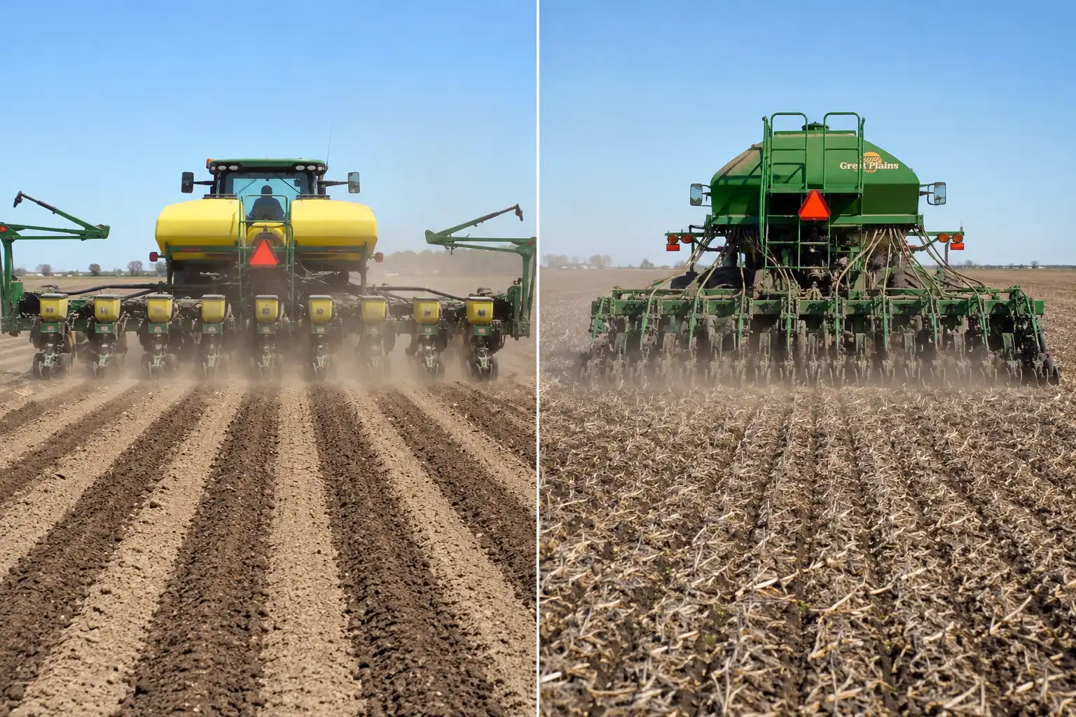 Comparison of a soybean planter and a no-till grain drill and how each changes seeding rate per acre