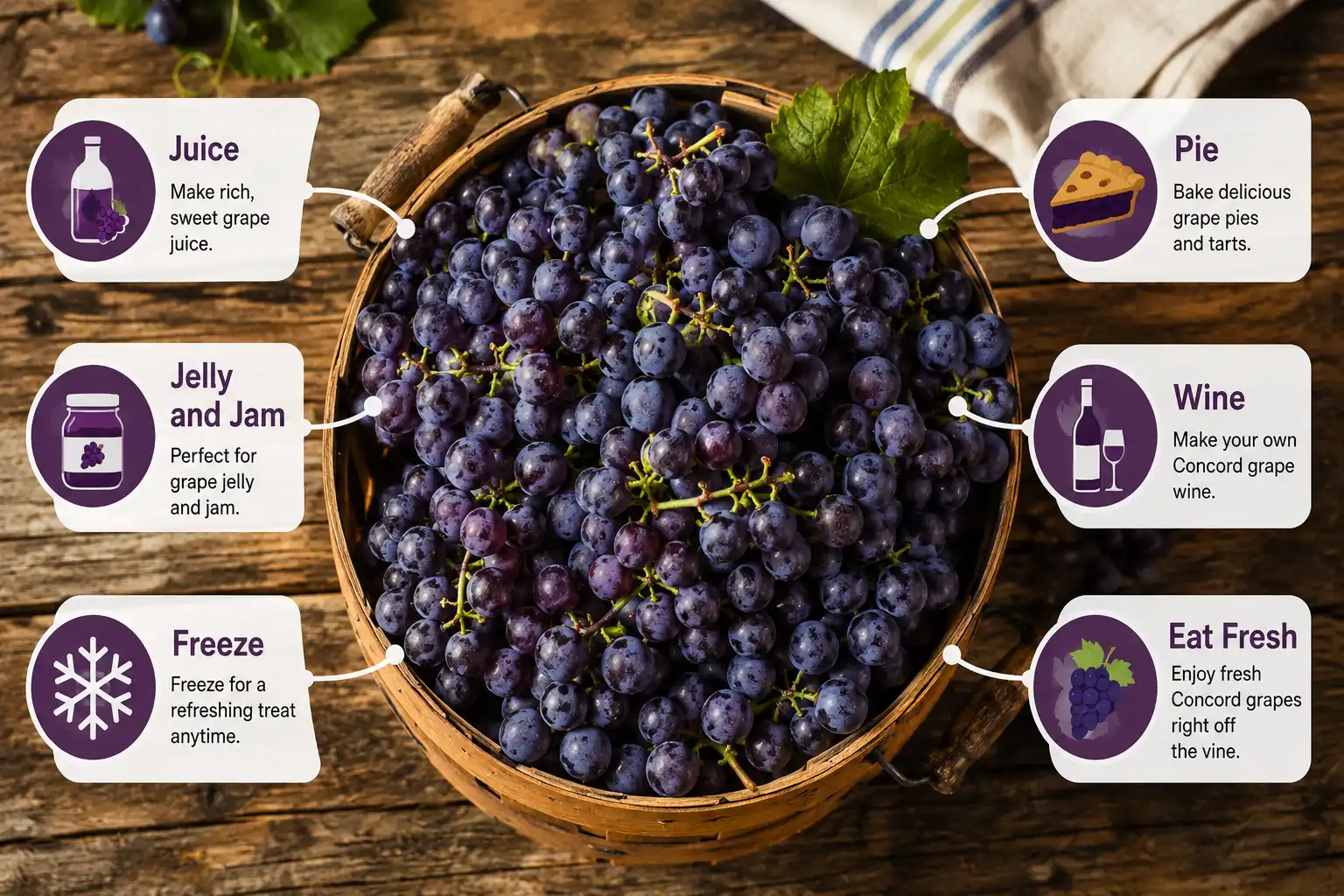 Concord grape uses juice jelly freezing and wine