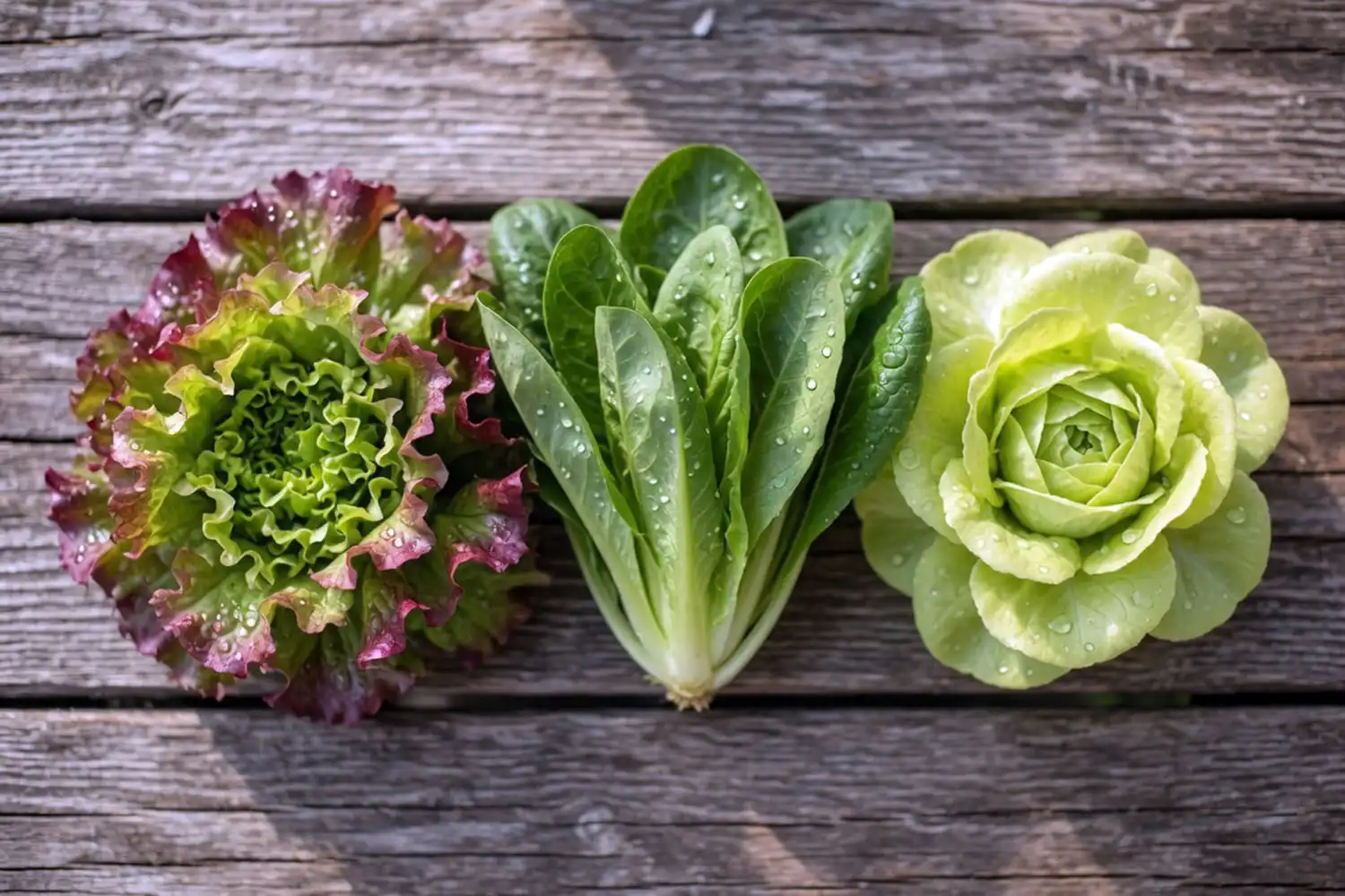 Baby leaf, romaine, and butterhead lettuce, the main lettuce types found in spring mix
