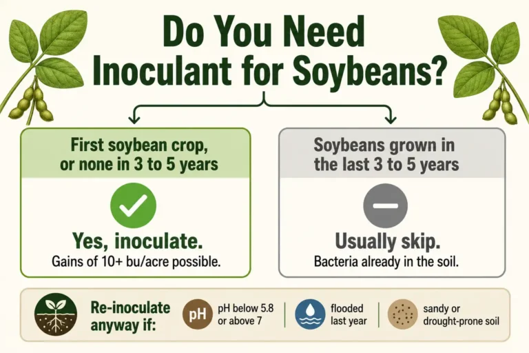 Infographic of when to use inoculant for soybeans based on field history