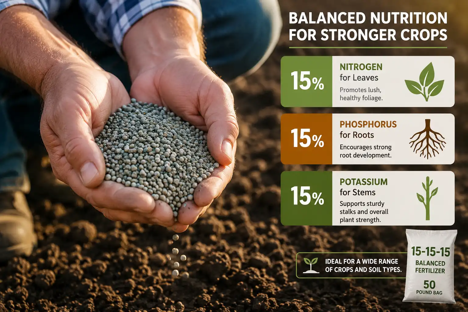 15 15 15 fertilizer NPK balance with granules