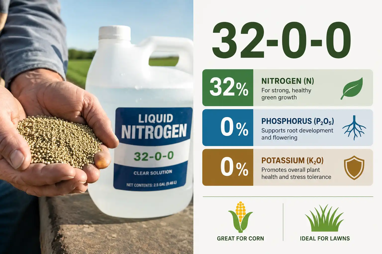 32 0 0 fertilizer nitrogen breakdown granular and liquid forms