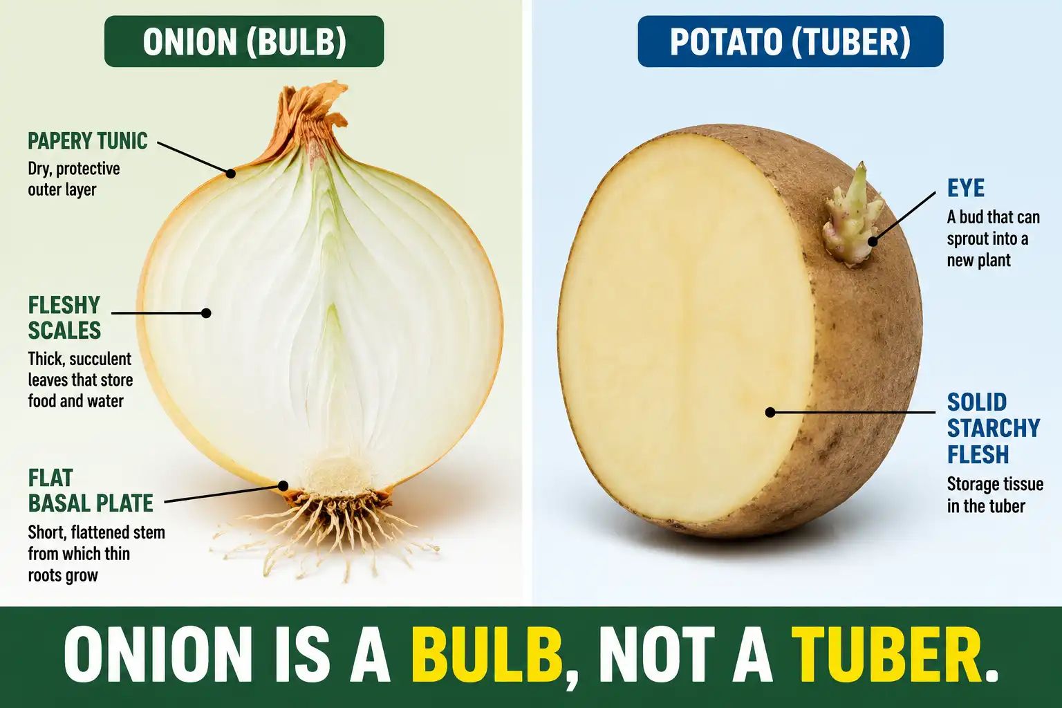 Onion is Bulb, not a tuber