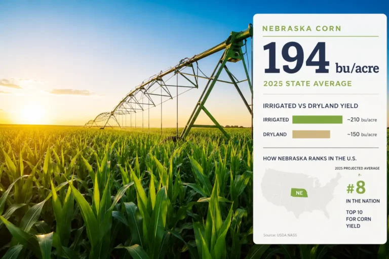 The Average Corn Yield Per Acre in Nebraska