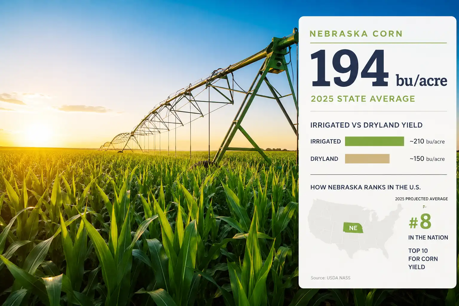 The Average Corn Yield Per Acre in Nebraska