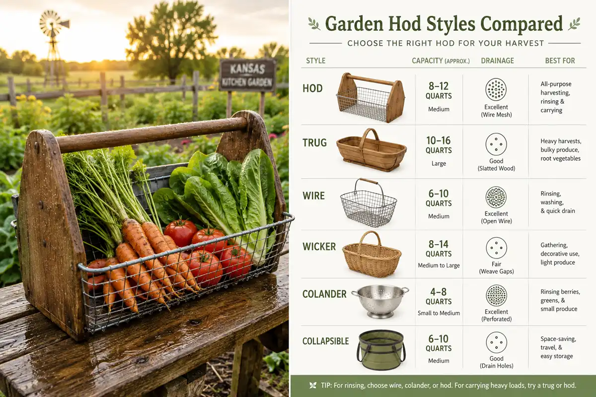 Best garden harvest basket styles compared beside a loaded wood and wire hod