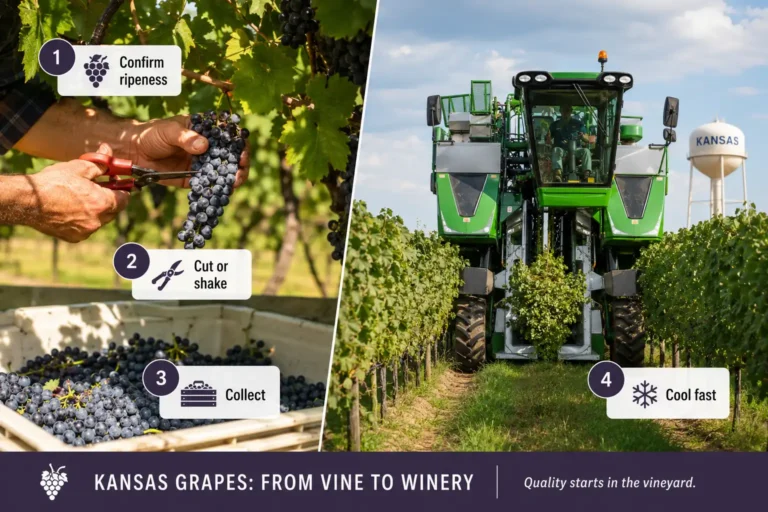 Two ways grapes are harvested hand cutting and machine picking