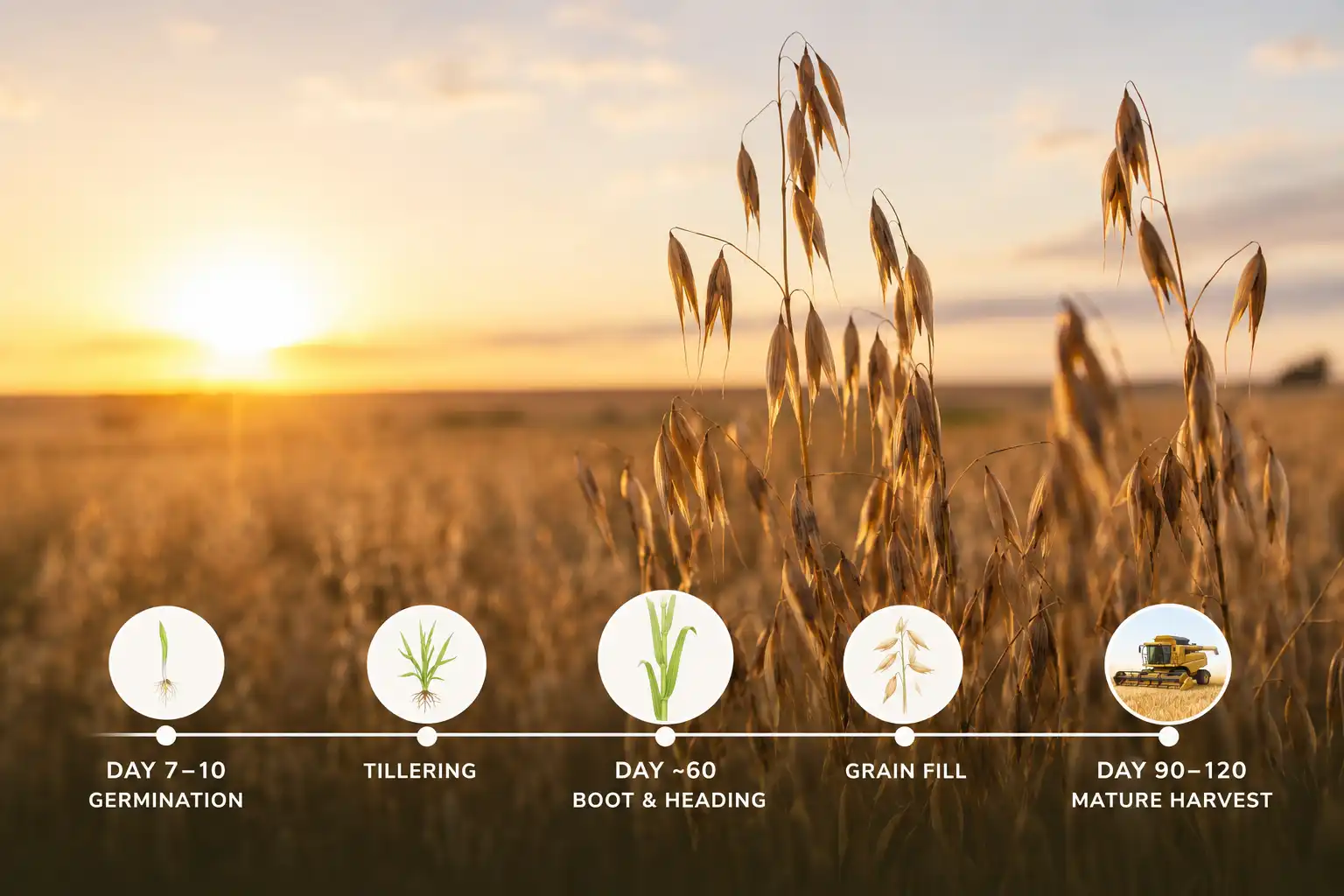 Oats Grow from planting to a golden 90 to 120 day harvest