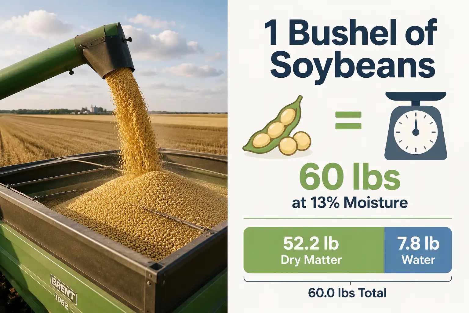 One bushel of soybeans equals 60 pounds