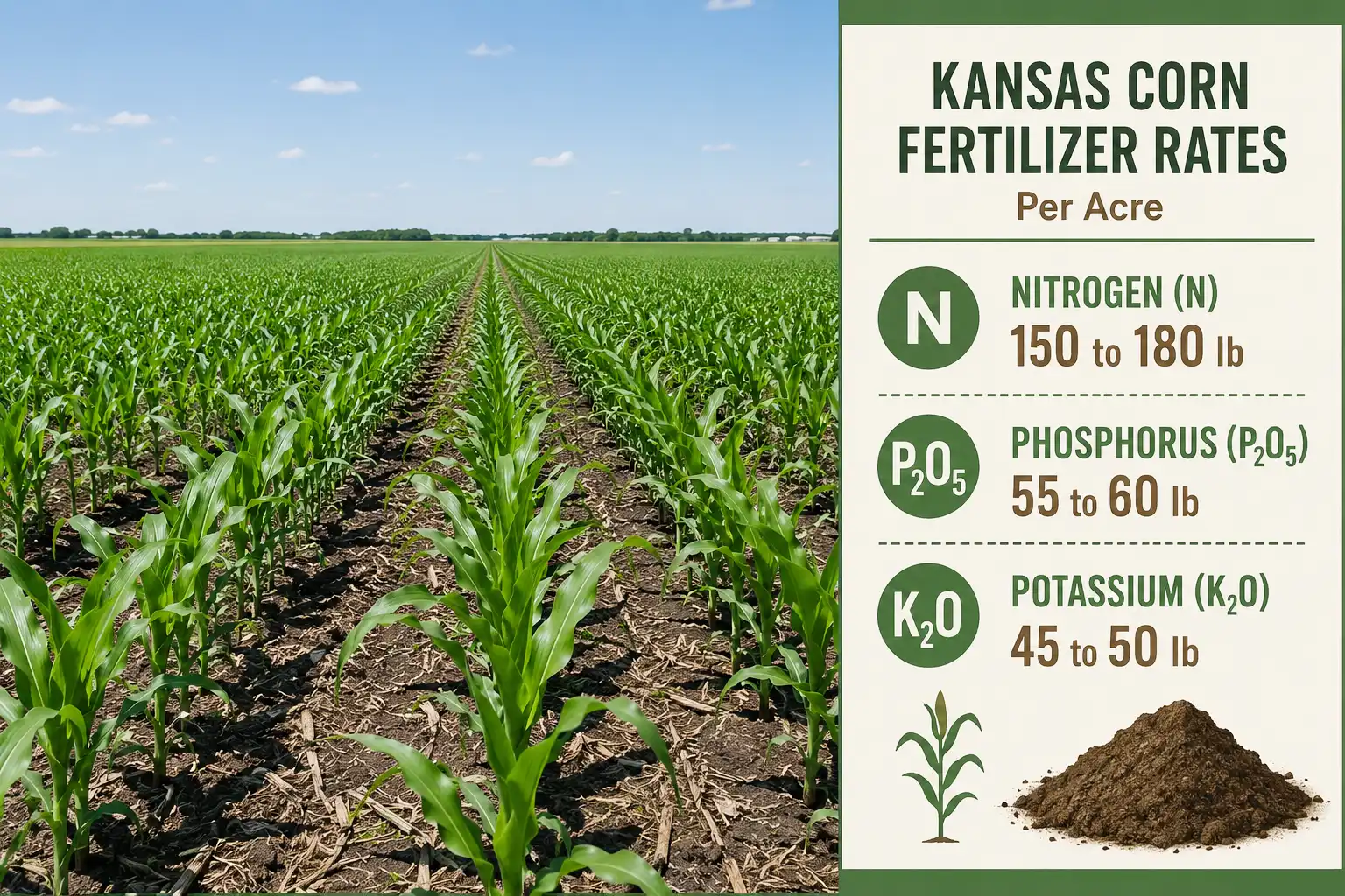 Exactly how much fertilizer per acre for corn nitrogen phosphorus potassium rates Kansas field