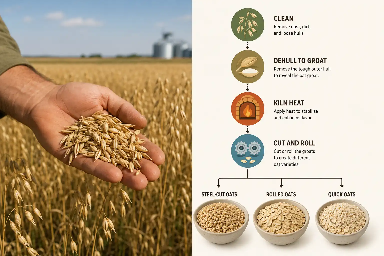 How oats are made from field grain to finished oats