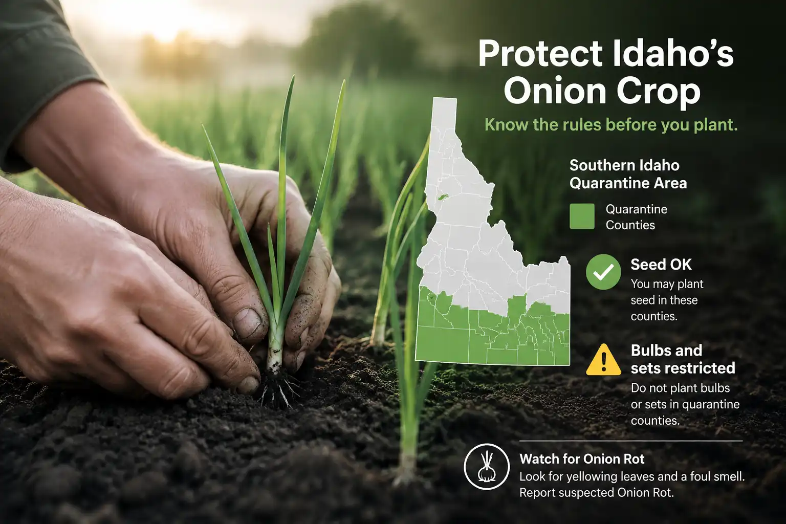 Idaho green onion planting quarantine rules explained infographic