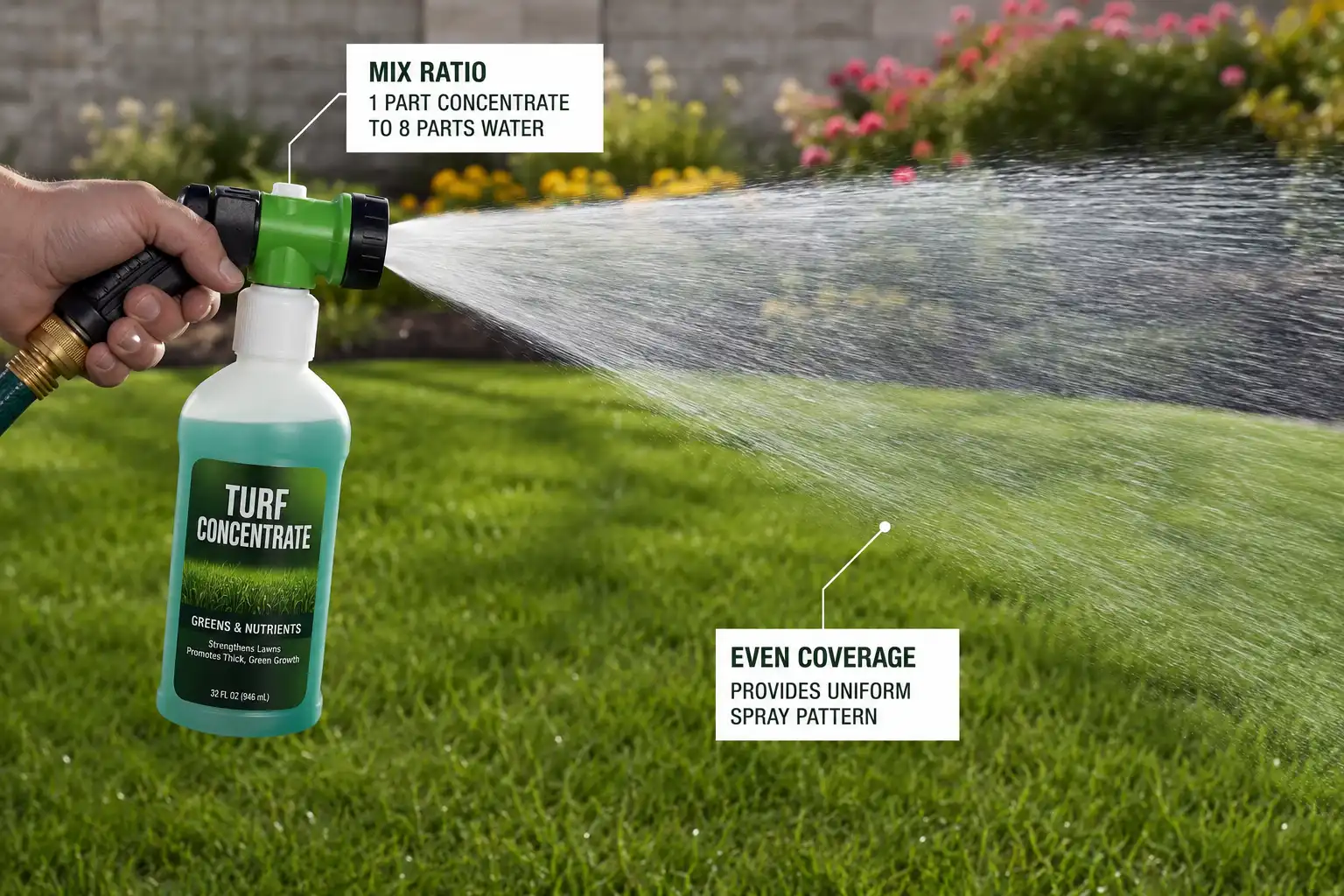 How to apply 3-18-18 fertilizer with a hose-end sprayer and correct water mixing
