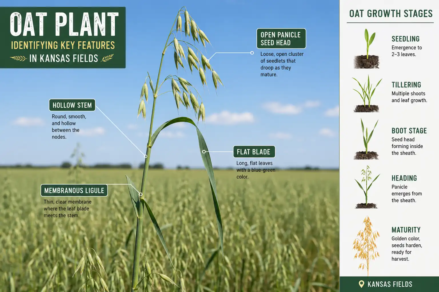 what oats look like plant parts and color stages