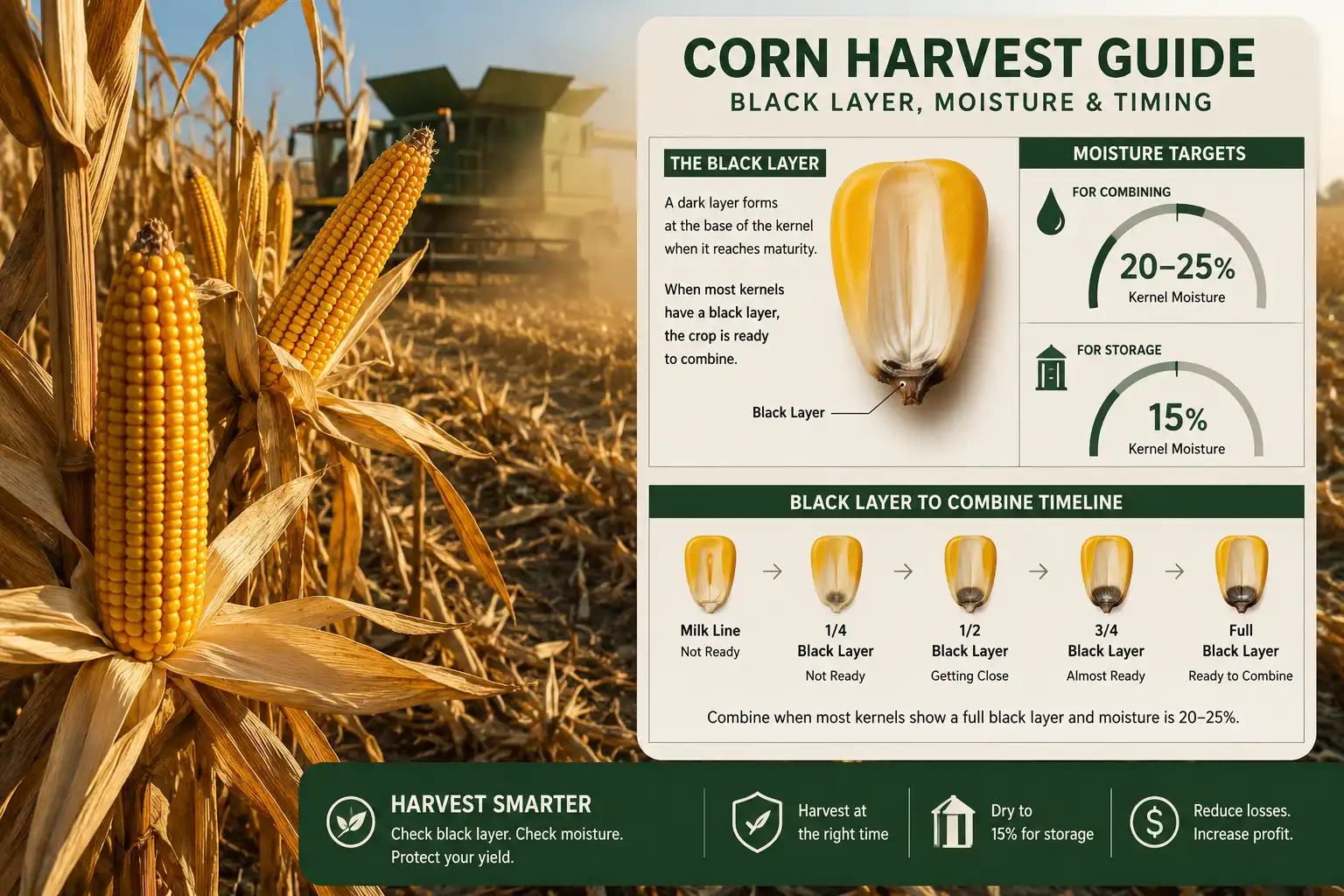 field corn harvest readiness moisture and black layer guide