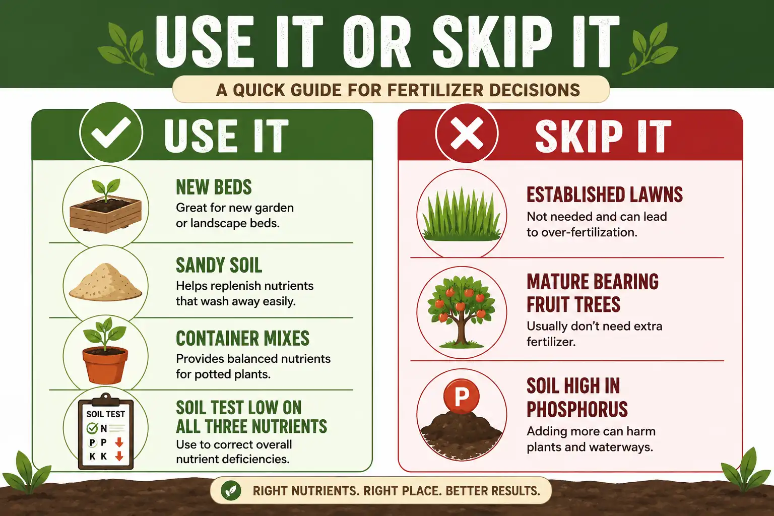 Decision guide about when to use 15-15-15 fertilizer and when to skip the balanced blend
