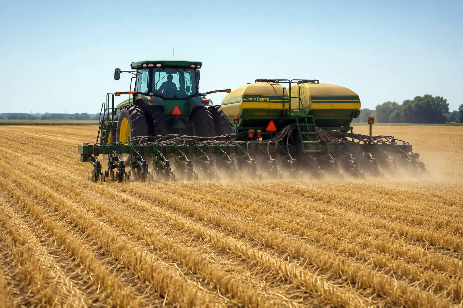 Double crop soybeans go into Kansas wheat stubble within days of harvest to use stored soil moisture before July and August heat sets in